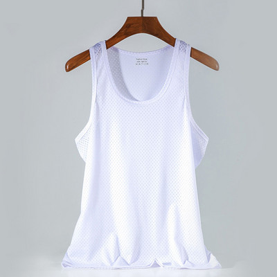 Férfi hálós mellény Ice Silk Gyorsan száradó testépítés Fitness Izom ujjatlan keskeny vállmellény Fitness alkalmi sport