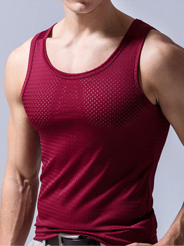 Férfi hálós mellény Ice Silk Gyorsan száradó testépítés Fitness Izom ujjatlan keskeny vállmellény Fitness alkalmi sport