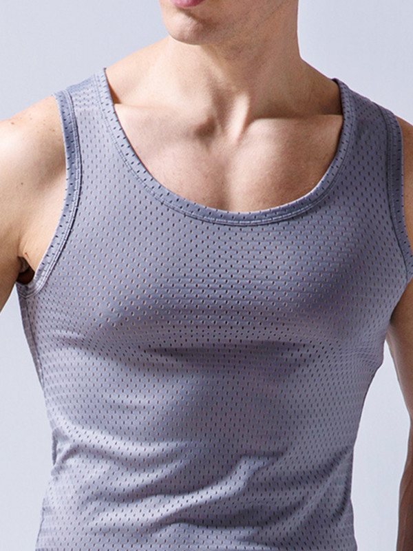 Férfi hálós mellény Ice Silk Gyorsan száradó testépítés Fitness Izom ujjatlan keskeny vállmellény Fitness alkalmi sport