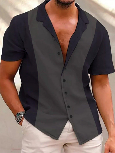 Cămașă cu mânecă scurtă Medusa hawaiană pentru bărbați, vară, nou 3D5XL, imprimeu arbore de nucă de cocos, cu rever, top casual Camisa masculină