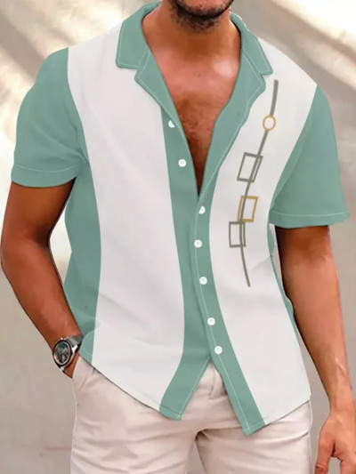 Cămașă cu mânecă scurtă Medusa hawaiană pentru bărbați, vară, nou 3D5XL, imprimeu arbore de nucă de cocos, cu rever, top casual Camisa masculină