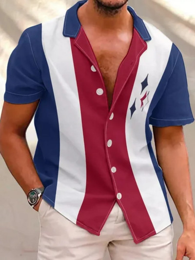 Cămașă cu mânecă scurtă Medusa hawaiană pentru bărbați, vară, nou 3D5XL, imprimeu arbore de nucă de cocos, cu rever, top casual Camisa masculină