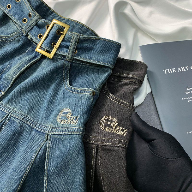 Y2k svārki Sieviešu karsti Sweetheart lielizmēra džinsa kroku svārki 2023. gada jauni Harajuku modes svārki ar augstu vidukli, tievi Goth mini līnijas svārki