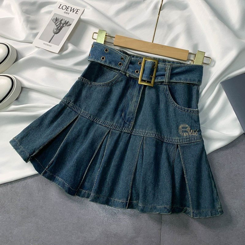 Y2k svārki Sieviešu karsti Sweetheart lielizmēra džinsa kroku svārki 2023. gada jauni Harajuku modes svārki ar augstu vidukli, tievi Goth mini līnijas svārki