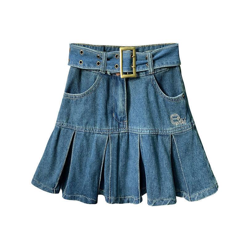 Y2k svārki Sieviešu karsti Sweetheart lielizmēra džinsa kroku svārki 2023. gada jauni Harajuku modes svārki ar augstu vidukli, tievi Goth mini līnijas svārki