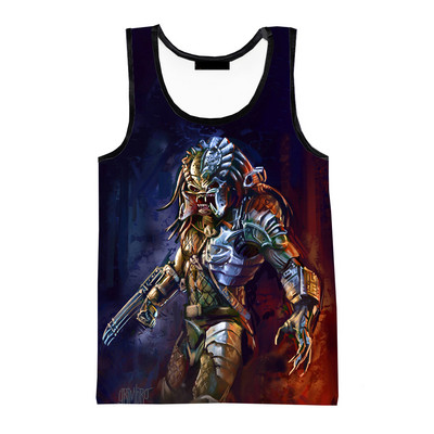 Predator Fashion Summer Men Τρισδιάστατα τυπωμένα μπλουζάκια αμάνικα πουκάμισα Spring Harajuku Personality Νέες ταινίες Ανδρικά ρούχα