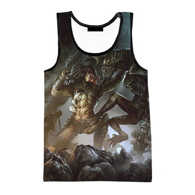 Predator Fashion Summer Men Τρισδιάστατα τυπωμένα μπλουζάκια αμάνικα πουκάμισα Spring Harajuku Personality Νέες ταινίες Ανδρικά ρούχα