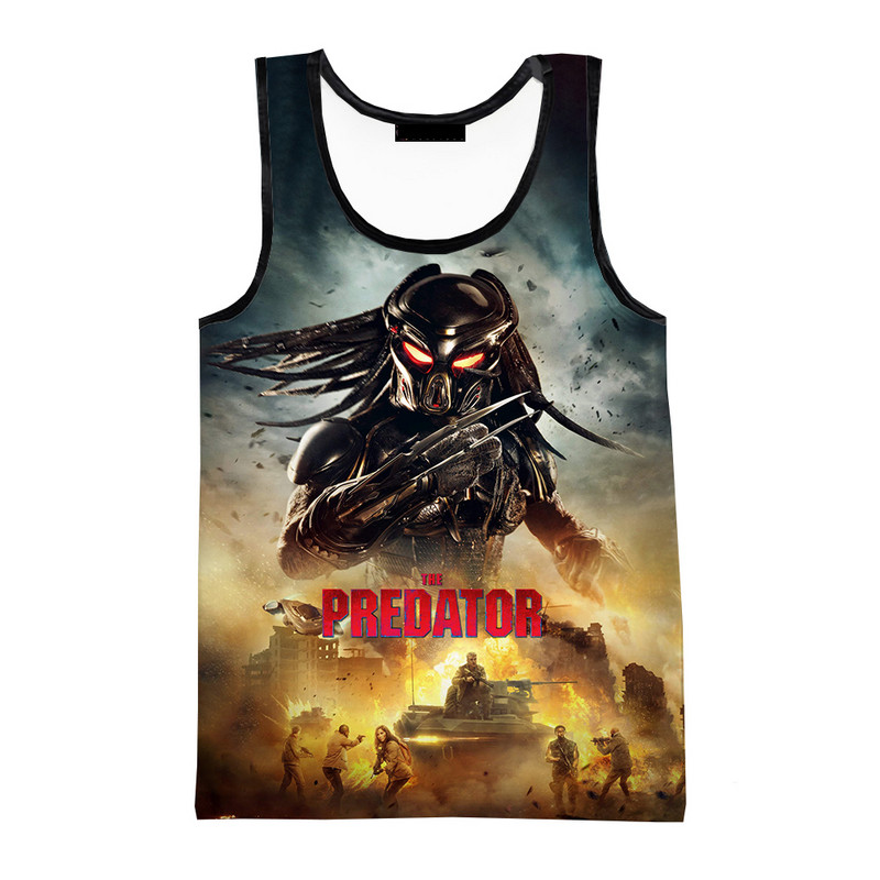 Predator Fashion Summer Men Τρισδιάστατα τυπωμένα μπλουζάκια αμάνικα πουκάμισα Spring Harajuku Personality Νέες ταινίες Ανδρικά ρούχα