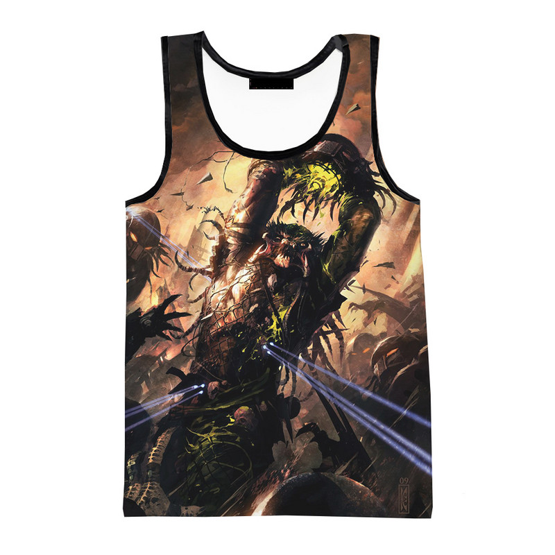 Predator Fashion Summer Men Τρισδιάστατα τυπωμένα μπλουζάκια αμάνικα πουκάμισα Spring Harajuku Personality Νέες ταινίες Ανδρικά ρούχα