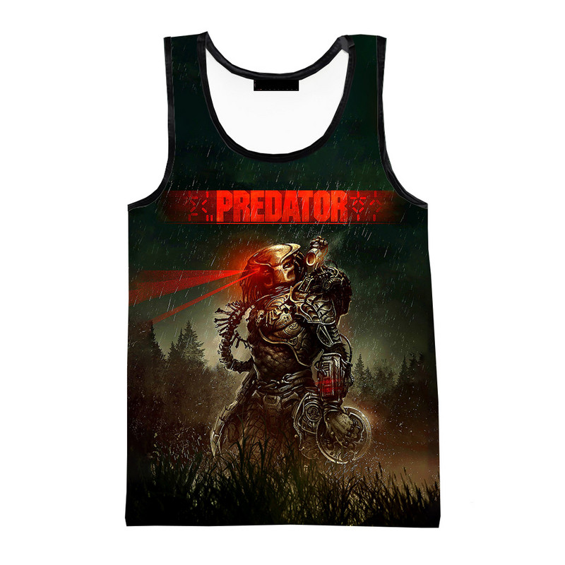 Predator Fashion Summer Men Τρισδιάστατα τυπωμένα μπλουζάκια αμάνικα πουκάμισα Spring Harajuku Personality Νέες ταινίες Ανδρικά ρούχα