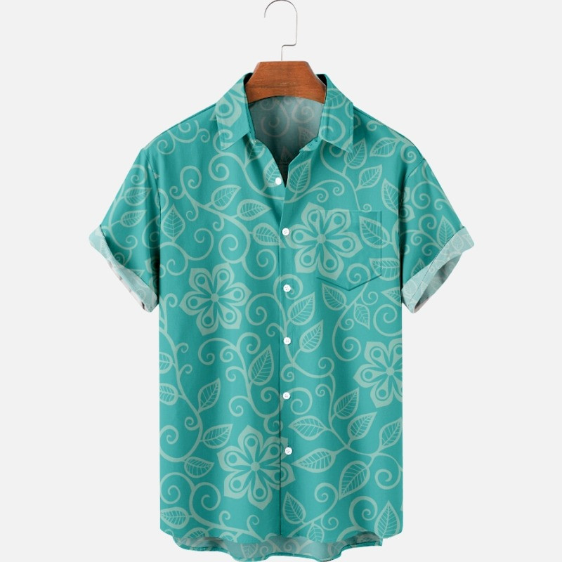 2022. gada jauns oriģināls bezriska augu zils un balts porcelāna vējš, 3D drukas atloks, vīriešu T-krekls, augšējais Havaju pludmales stils