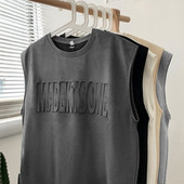 Smaga zamšādas veste vīriešu vasaras augstākās klases sajūta smuki skaists gadījuma brīvs sporta T-krekls vīriešu apģērbs bez piedurknēm