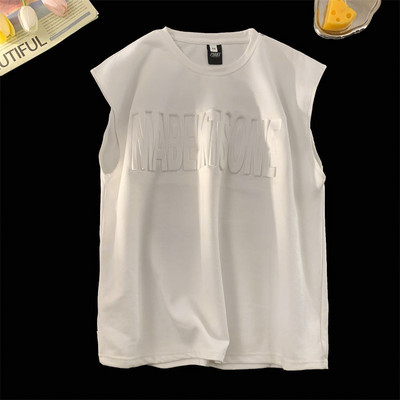 Smaga zamšādas veste vīriešu vasaras augstākās klases sajūta smuki skaists gadījuma brīvs sporta T-krekls vīriešu apģērbs bez piedurknēm