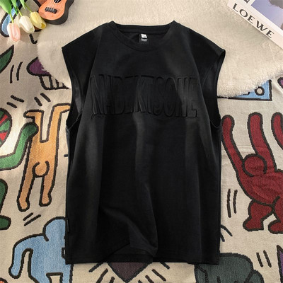 Smaga zamšādas veste vīriešu vasaras augstākās klases sajūta smuki skaists gadījuma brīvs sporta T-krekls vīriešu apģērbs bez piedurknēm