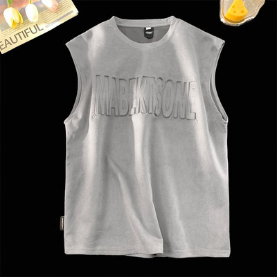 Smaga zamšādas veste vīriešu vasaras augstākās klases sajūta smuki skaists gadījuma brīvs sporta T-krekls vīriešu apģērbs bez piedurknēm