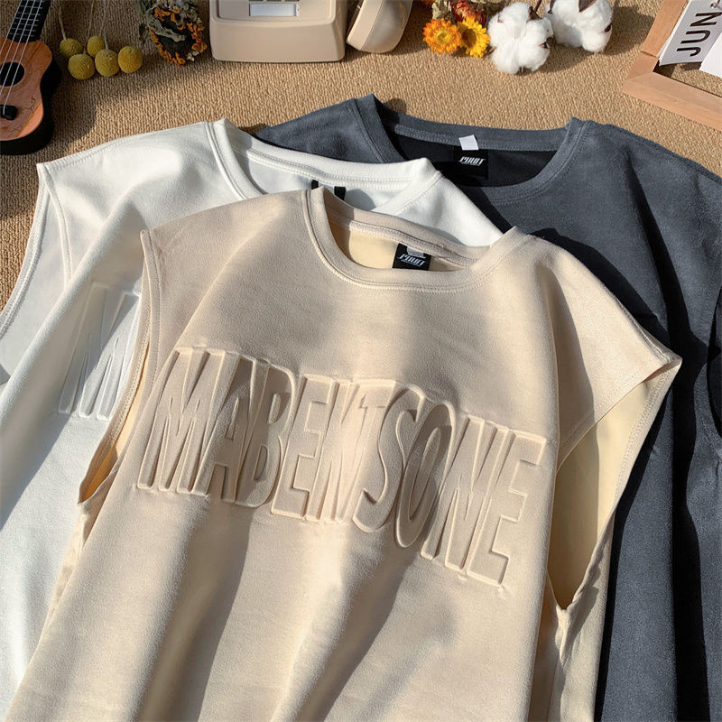 Smaga zamšādas veste vīriešu vasaras augstākās klases sajūta smuki skaists gadījuma brīvs sporta T-krekls vīriešu apģērbs bez piedurknēm