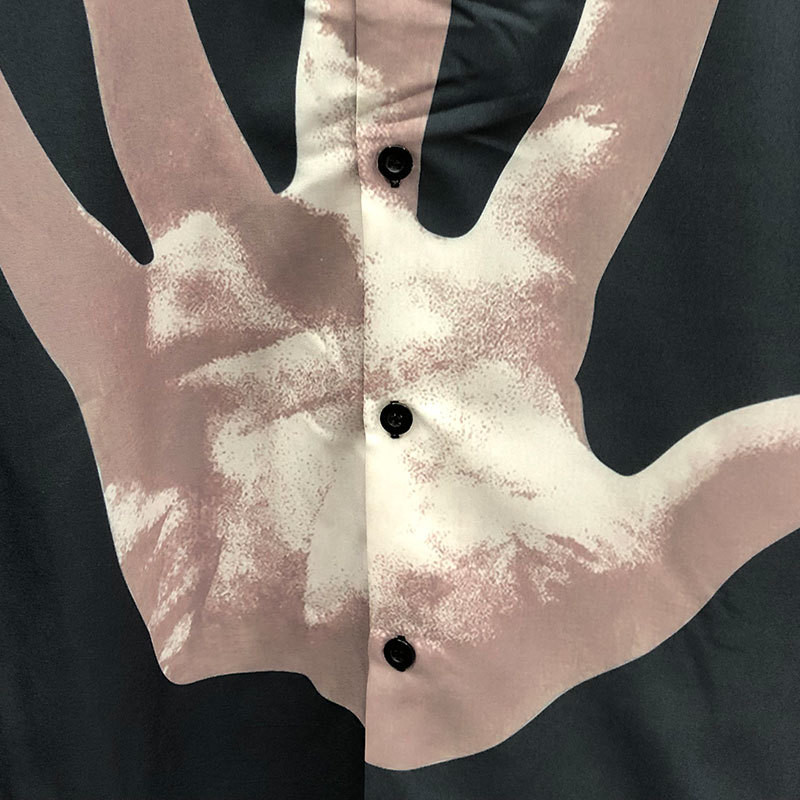 Μόδα πουκάμισο με μοτίβο παλάμης με κοντό μανίκι Casual ανδρικό πουκάμισο Streetwear Summer Camisa Masculina Μπλε πουκάμισο με αντίθεση χρώματος