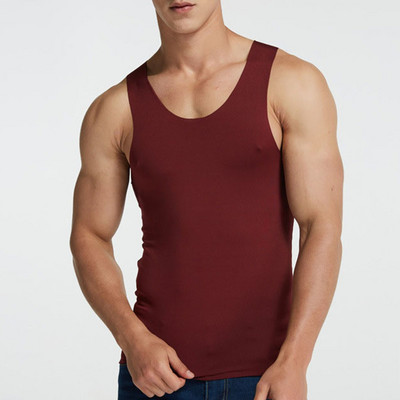 Bărbați din mătase de gheață Vestă fără cusături Tancuri Lenjerie de corp Tricou Slim Fit Cămăși pentru bărbați Body Shaper Fitness fără mâneci Vestă pentru alergare pentru bărbați