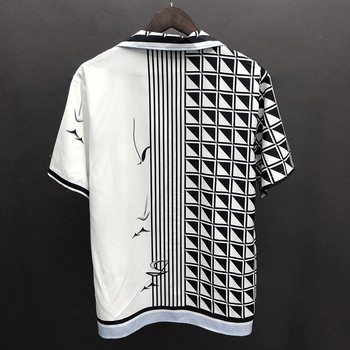 2023 Цветен контрастен портретен принт Риза с къс ръкав Streetwear Social Party Blusa Camisa Masculina Hawaii Shirt Chemise Homme