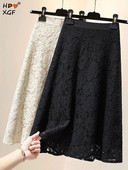 A līnijas elastīgi, kroku midi svārki sievietēm ar augstu vidukli