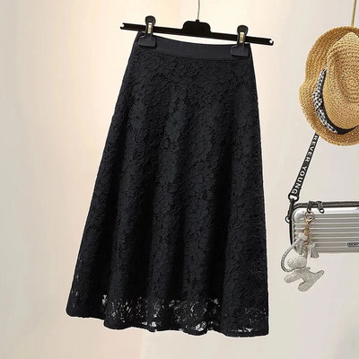 A līnijas elastīgi, kroku midi svārki sievietēm ar augstu vidukli