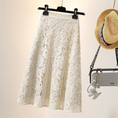 A līnijas elastīgi, kroku midi svārki sievietēm ar augstu vidukli