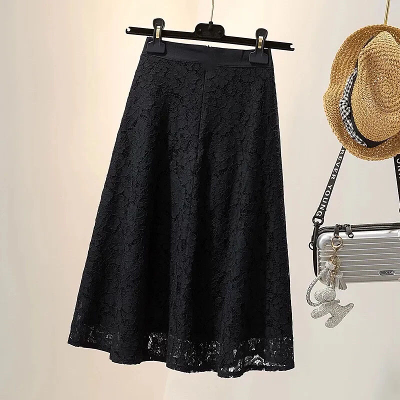 A līnijas elastīgi, kroku midi svārki sievietēm ar augstu vidukli