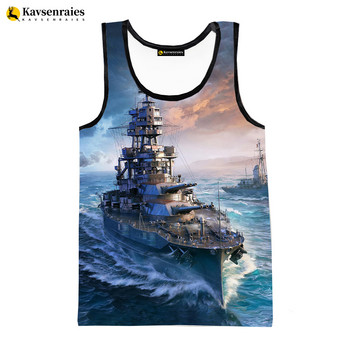 2023 Модни военни кораби 3D отпечатани потници Мъжки летни жилетки Дамски ежедневни военни корабни ризи без ръкави Streetwear Големи горнища