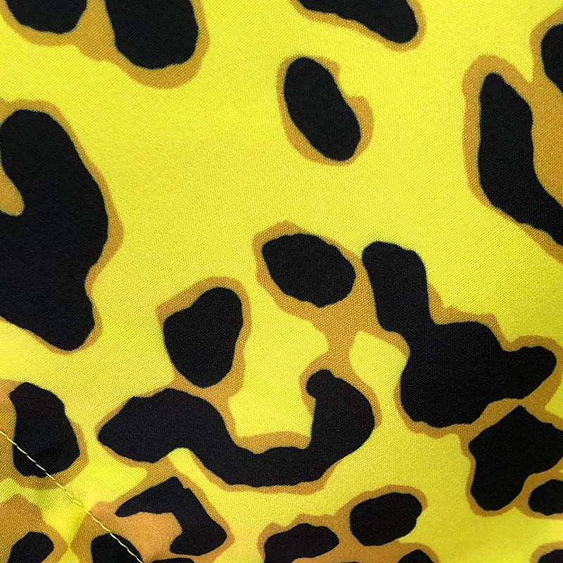 Ανδρικό κίτρινο λεοπάρ πουκάμισο με στάμπα με κοντό μανίκι casual πουκάμισο Streetwear Camisa Fashion Masculina Πουκάμισο Moda Hombre