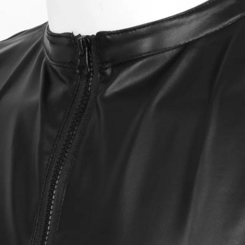Ανδρικό ντεπόζιτο με φερμουάρ μπροστά Sexy Clubwear Ανδρικό λουστρίνι χωρίς μανίκια Clubwear Undershirt PU T-shirt Μπλούζες Ανδρικά με μέγεθος 5XL