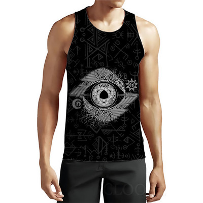 Vīriešu bezpiedurkņu vikingu stila tanki vintage vasaras 3D drukas gotikas vīriešu veste 6XL liela izmēra vīriešu apģērbi brīvi ikdienas sporta topi