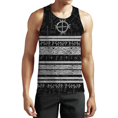 Vīriešu bezpiedurkņu vikingu stila tanki vintage vasaras 3D drukas gotikas vīriešu veste 6XL liela izmēra vīriešu apģērbi brīvi ikdienas sporta topi