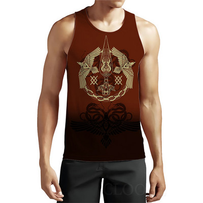Vīriešu bezpiedurkņu vikingu stila tanki vintage vasaras 3D drukas gotikas vīriešu veste 6XL liela izmēra vīriešu apģērbi brīvi ikdienas sporta topi