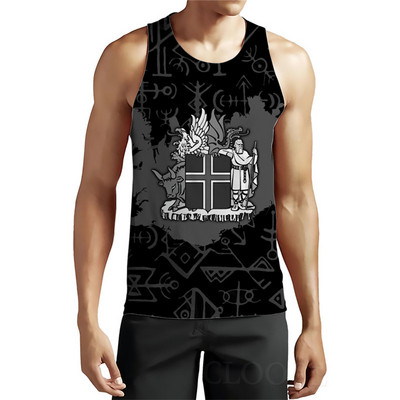 Vīriešu bezpiedurkņu vikingu stila tanki vintage vasaras 3D drukas gotikas vīriešu veste 6XL liela izmēra vīriešu apģērbi brīvi ikdienas sporta topi