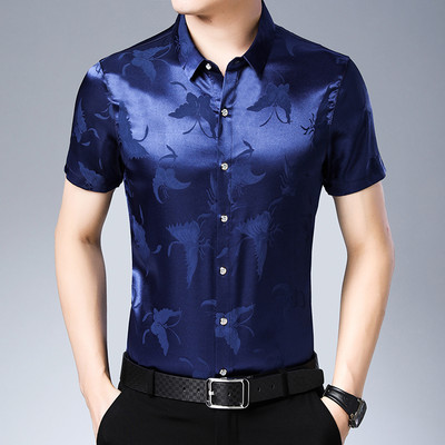 Jauni vasaras krekli Vīriešu ar tauriņu apdruku Zīda kokvilnas īsām piedurknēm ikdienas krekls Slim Fit Chemise Homme Drop Shipping C783