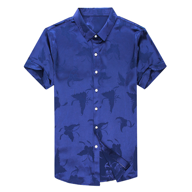 Jauni vasaras krekli Vīriešu ar tauriņu apdruku Zīda kokvilnas īsām piedurknēm ikdienas krekls Slim Fit Chemise Homme Drop Shipping C783