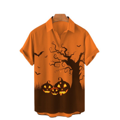 Χαβάης Υπερμεγέθη τρισδιάστατο τυπωμένο μοτίβο κρανίου κοντομάνικο μπλουζάκι καλοκαιρινό παραθαλάσσιο πουκάμισο για διακοπές σε κινέζικο στυλ