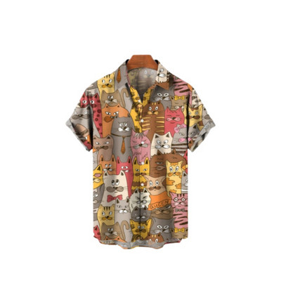 Χαβάης Υπερμεγέθη τρισδιάστατο τυπωμένο μοτίβο κρανίου κοντομάνικο μπλουζάκι καλοκαιρινό παραθαλάσσιο πουκάμισο για διακοπές σε κινέζικο στυλ