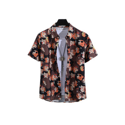 Χαβάης Υπερμεγέθη τρισδιάστατο τυπωμένο μοτίβο κρανίου κοντομάνικο μπλουζάκι καλοκαιρινό παραθαλάσσιο πουκάμισο για διακοπές σε κινέζικο στυλ