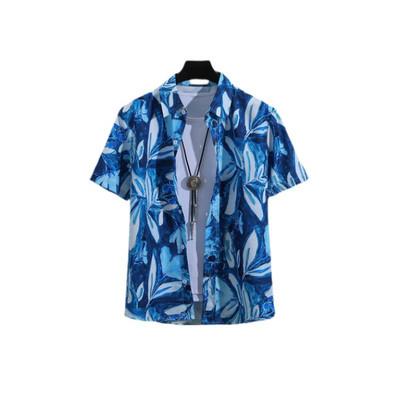 Χαβάης Υπερμεγέθη τρισδιάστατο τυπωμένο μοτίβο κρανίου κοντομάνικο μπλουζάκι καλοκαιρινό παραθαλάσσιο πουκάμισο για διακοπές σε κινέζικο στυλ