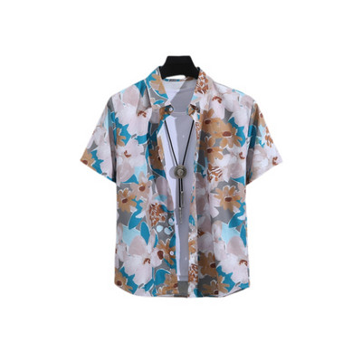 Χαβάης Υπερμεγέθη τρισδιάστατο τυπωμένο μοτίβο κρανίου κοντομάνικο μπλουζάκι καλοκαιρινό παραθαλάσσιο πουκάμισο για διακοπές σε κινέζικο στυλ