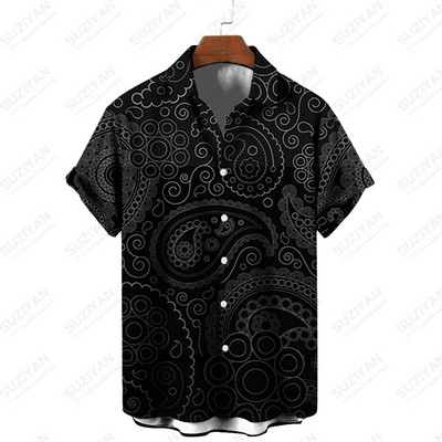 Miesto stiliaus mados dizainerio marškiniai Korėjietiškos versijos drabužiai Gražūs bruožai Populiarus vyriškas Peisley raštas