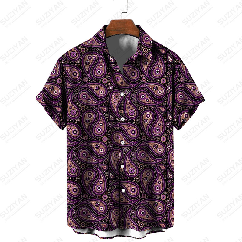 Miesto stiliaus mados dizainerio marškiniai Korėjietiškos versijos drabužiai Gražūs bruožai Populiarus vyriškas Peisley raštas