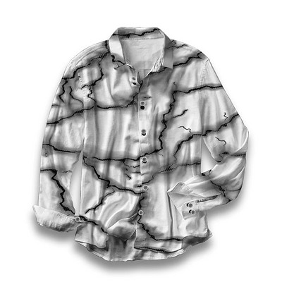 2023 Topuri pentru bărbați Moda Vintage Tribal Sport Bărbați Petrecere Cămașă cu grafică clară Cămașă cu nasturi cu rever Casual Violet Albastru