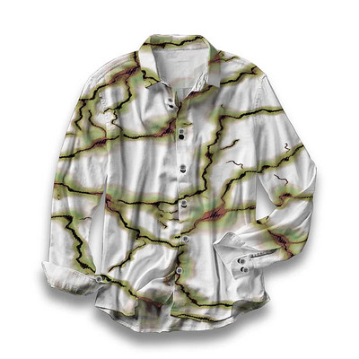 2023 Topuri pentru bărbați Moda Vintage Tribal Sport Bărbați Petrecere Cămașă cu grafică clară Cămașă cu nasturi cu rever Casual Violet Albastru