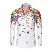 Ανδρικό πουκάμισο Σημείωση Γραφικό κομψό μυθιστόρημα Πέτο Πουκάμισο μακρυμάνικο Λευκό Μπλε Μαύρο Άνοιξη Καλοκαίρι Ποιότητα Υλικό Plus Μέγεθος