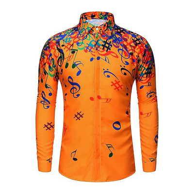 Ανδρικό πουκάμισο Σημείωση Γραφικό κομψό μυθιστόρημα Πέτο Πουκάμισο μακρυμάνικο Λευκό Μπλε Μαύρο Άνοιξη Καλοκαίρι Ποιότητα Υλικό Plus Μέγεθος