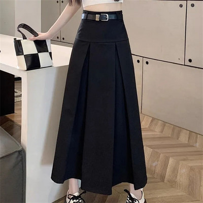 Korejas modes kroku lielizmēra 5xl Maxi svārki Vintage rāvējslēdzējs ar augstu vidukli A-līnijas svārki sievietēm Harajuku Eleganti garie svārki Y2k