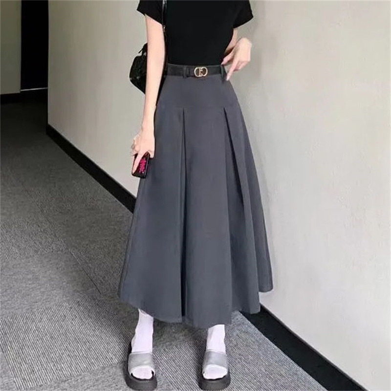 Korejas modes kroku lielizmēra 5xl Maxi svārki Vintage rāvējslēdzējs ar augstu vidukli A-līnijas svārki sievietēm Harajuku Eleganti garie svārki Y2k