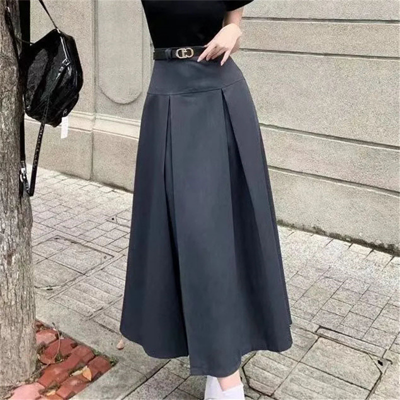 Korejas modes kroku lielizmēra 5xl Maxi svārki Vintage rāvējslēdzējs ar augstu vidukli A-līnijas svārki sievietēm Harajuku Eleganti garie svārki Y2k